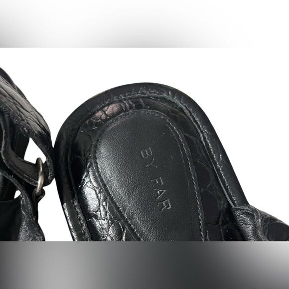 By Far Ladies Kraft Gideon Croc-Embossed Leather Sandals Black 39 - Picture 5 of 6
